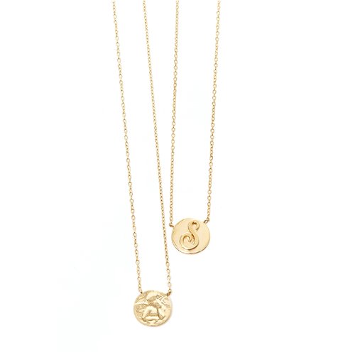 Coin initial necklace_GOLD