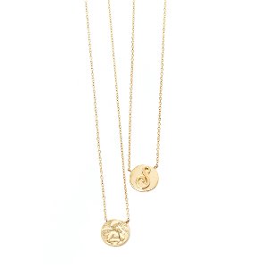 Coin initial necklace_GOLD