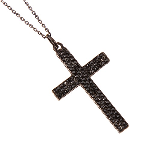 Cross necklace pave setting(black)